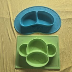 Nûby Silicone Divided Plate Set - Blue & Green